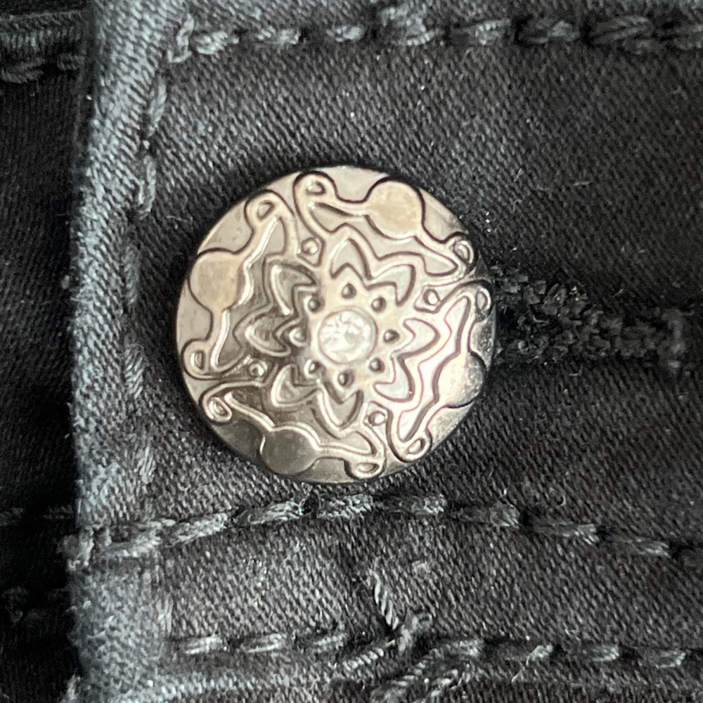 Black Flare Jeans with Stud & Chain Pocket Detail - Picture 7 of 7